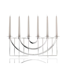 Sphinx 6-arm silver-plated candelabra by Robbe & Berking with elegant symmetrical design
