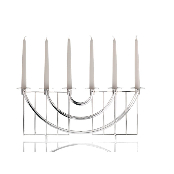 Sphinx 6-arm silver-plated candelabra by Robbe & Berking with elegant symmetrical design