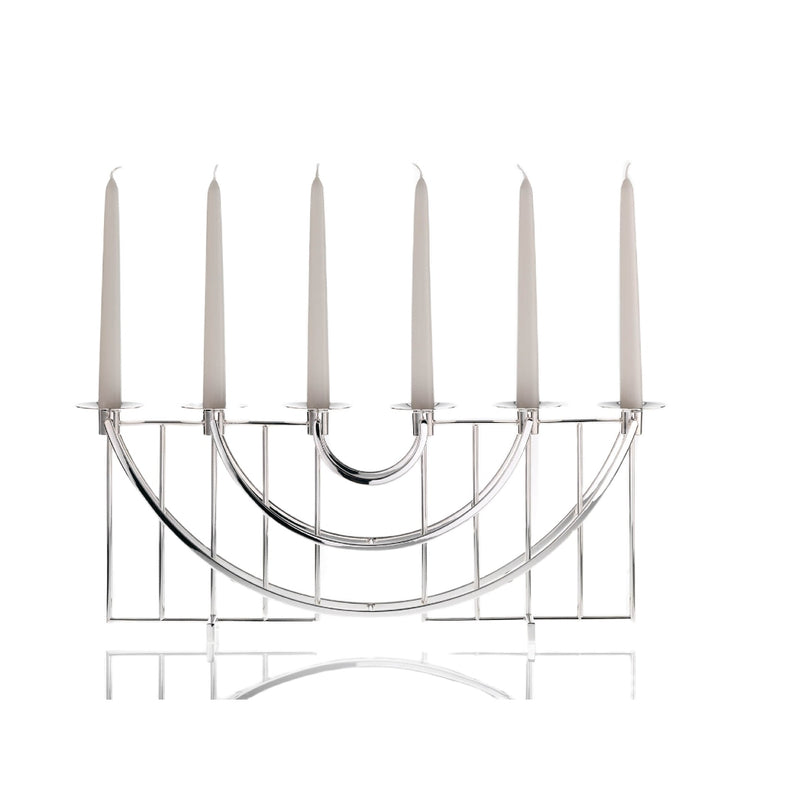 Sphinx 6-arm silver-plated candelabra by Robbe & Berking with elegant symmetrical design
