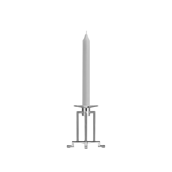Silver-plated Sphinx candlestick holder short by Robbe & Berking with elegant, modern silhouette