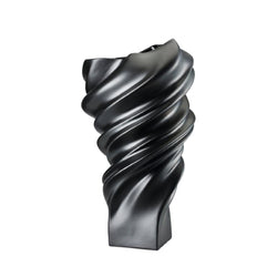 black vase spiral form on a white background