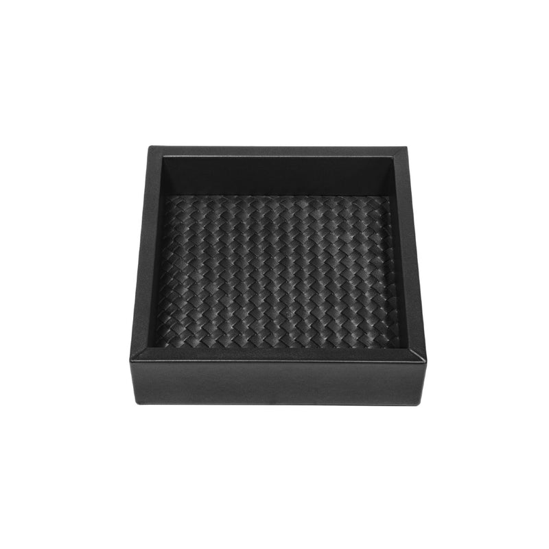 Square Leather Tray Padded Handwoven Febe Small Black by Riviere x Giobagnara