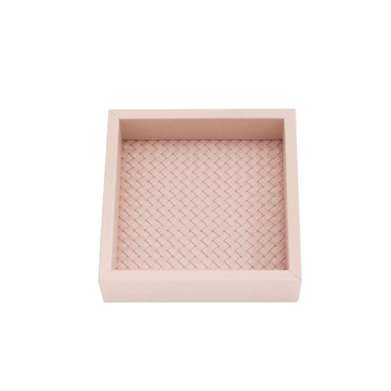Square Leather Tray Padded Handwoven Febe Small Pink by Riviere x Giobagnara