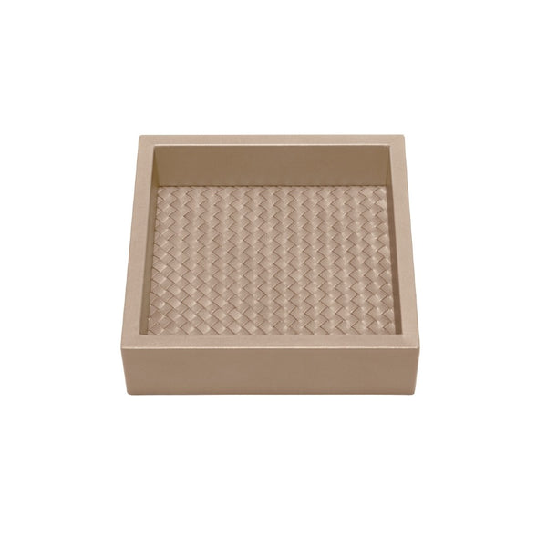 Square Leather Tray Padded Handwoven Febe Small Taupe by Riviere x Giobagnara
