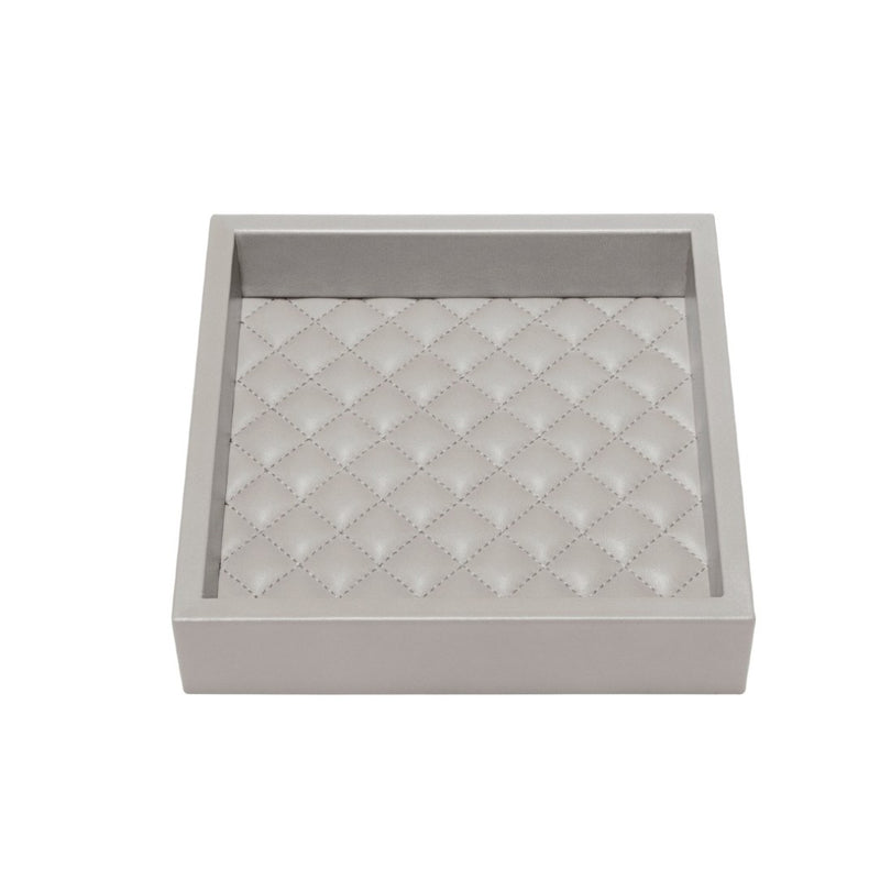 Square Leather Tray Quilted Diamonds Padding Febe Diamonds large grey by Riviere x Giobagnara