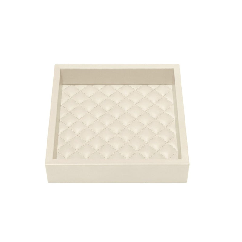 Square Leather Tray Quilted Diamonds Padding Febe Diamonds large ivory by Riviere x Giobagnara