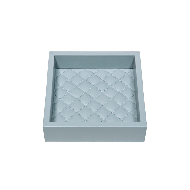 Square Leather Tray Quilted Diamonds Padding Febe Diamonds small azure by Riviere x Giobagnara