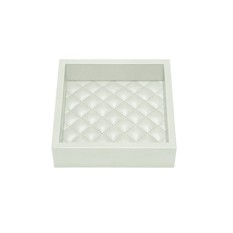 Square Leather Tray Quilted Diamonds Padding Febe Diamonds small celadon green by Riviere x Giobagnara
