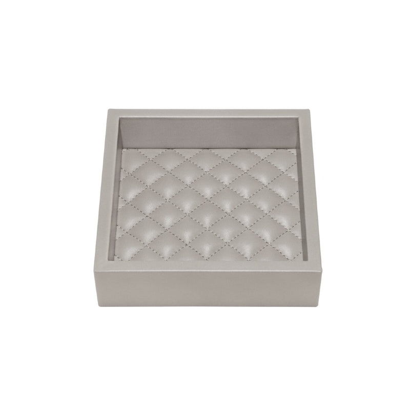 Square Leather Tray Quilted Diamonds Padding Febe Diamonds small grey by Riviere x Giobagnara