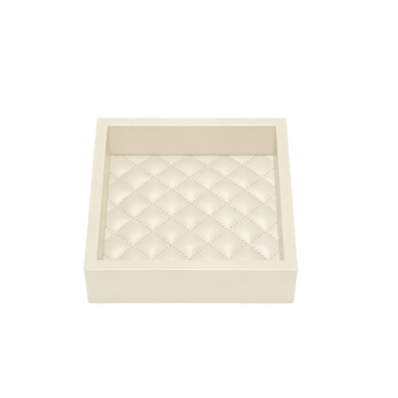 Square Leather Tray Quilted Diamonds Padding Febe Diamonds small ivory by Riviere x Giobagnara