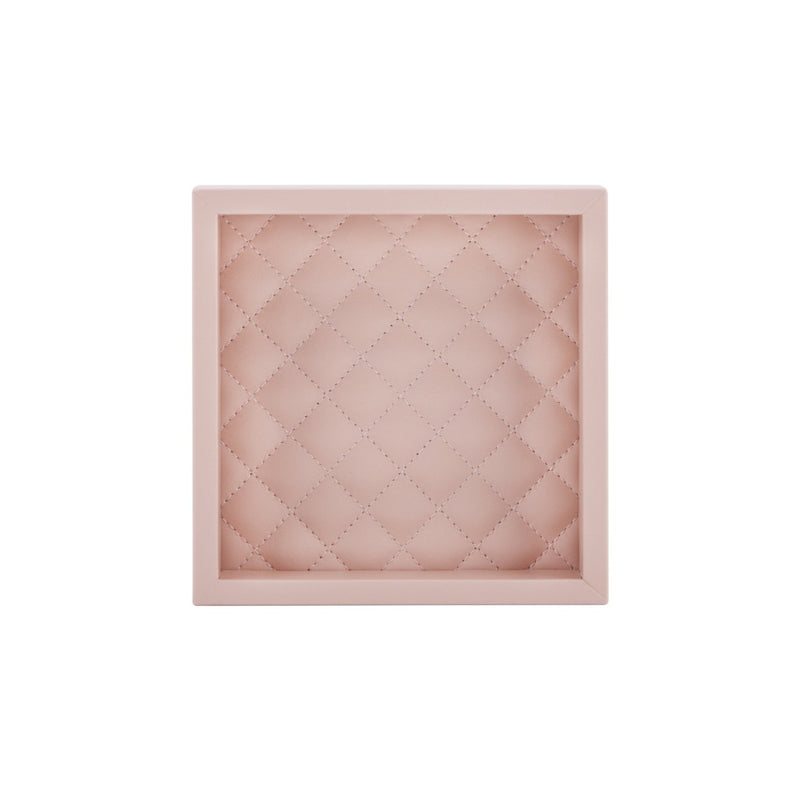 Square Leather Tray Quilted Diamonds Padding Febe Diamonds small blush pink by Riviere x Giobagnara
