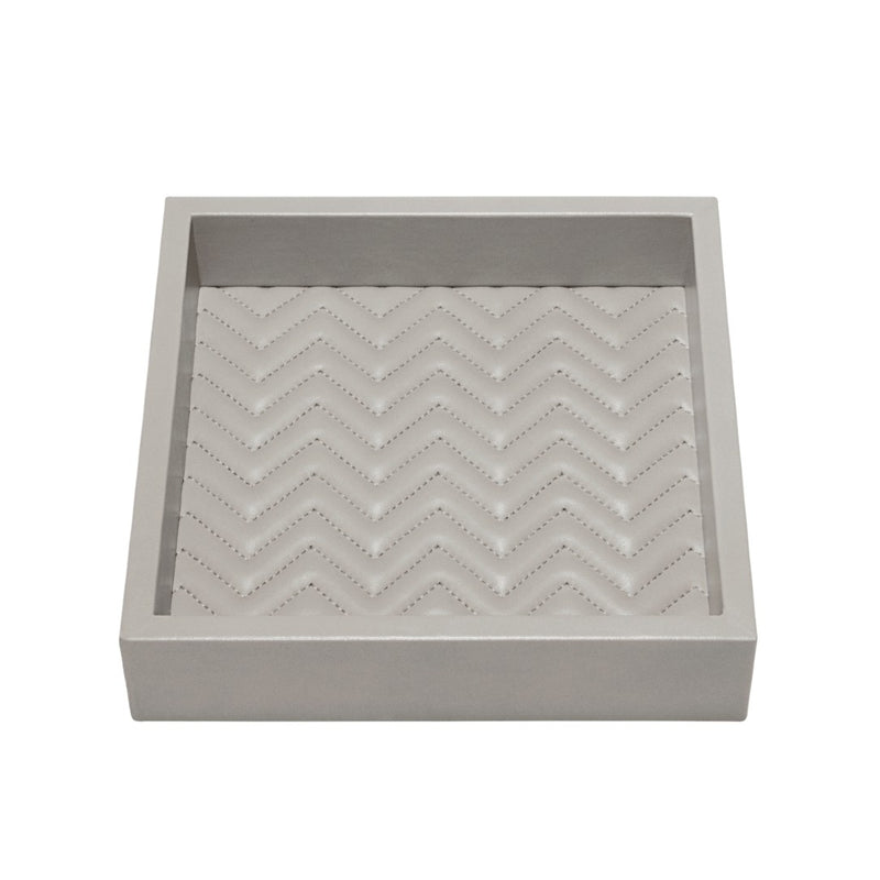 Square Leather Tray Quilted Herringbone Febe Large Grey by Riviere x Giobagnara