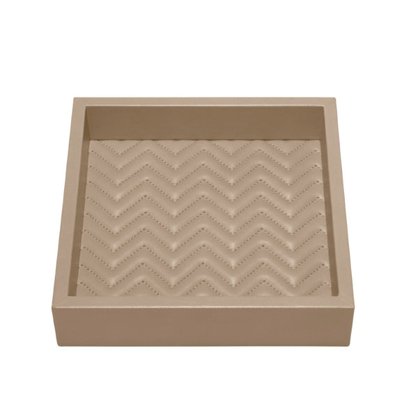 Square Leather Tray Quilted Herringbone Febe Large Taupe by Riviere x Giobagnara