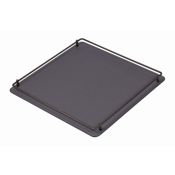 Square leather tray Rondo medium with brass frame by Giobagnara