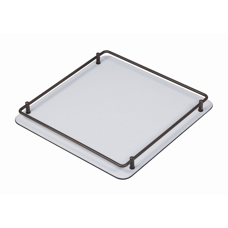 Square leather tray Rondo small with brass frame by Giobagnara