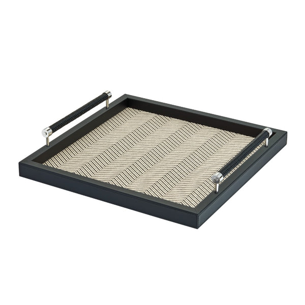 Square Leather Tray Waxed Cotton Diana Black by Riviere x Giobagnara