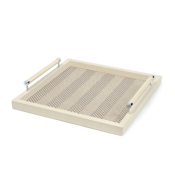 Square Leather Tray Waxed Cotton Diana Ivory by Riviere x Giobagnara