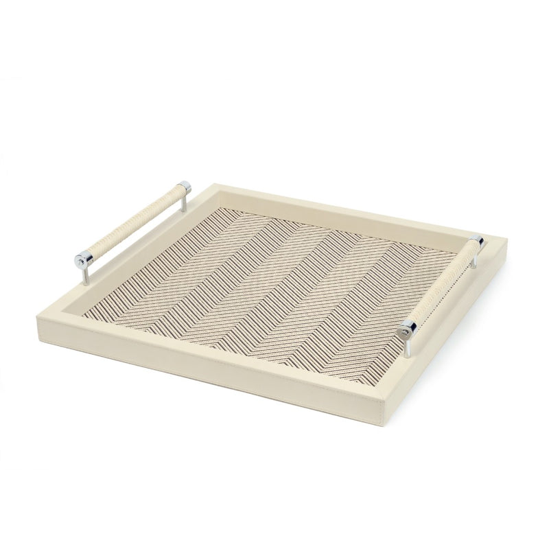 Square Leather Tray Waxed Cotton Diana Ivory by Riviere x Giobagnara