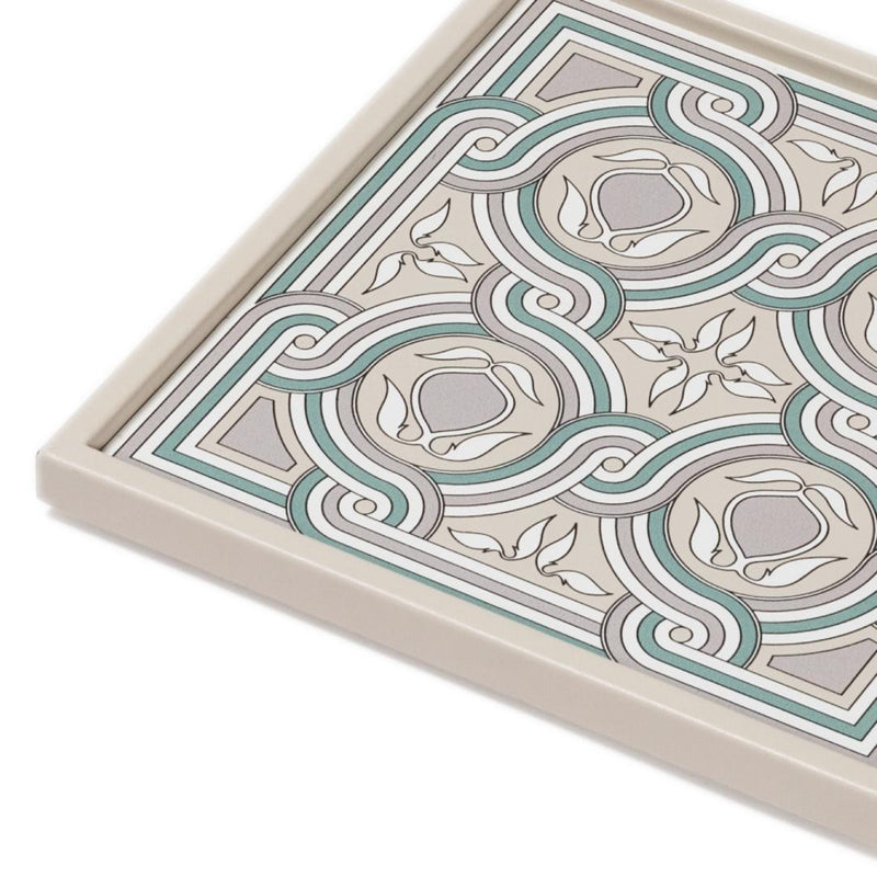 Close-up of the Square San Marco No1 Mini Tray by Giobagnara in leather with Venetian motif