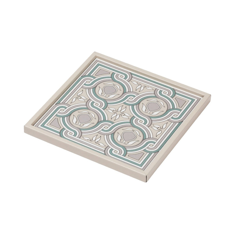 Square San Marco No1 Mini Tray by Giobagnara in leather with Venetian motif