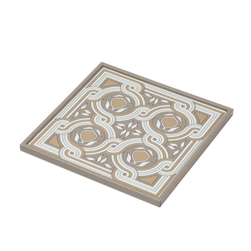 Square Tray San Marco No1 Small by Giobagnara in leather with Venetian motif