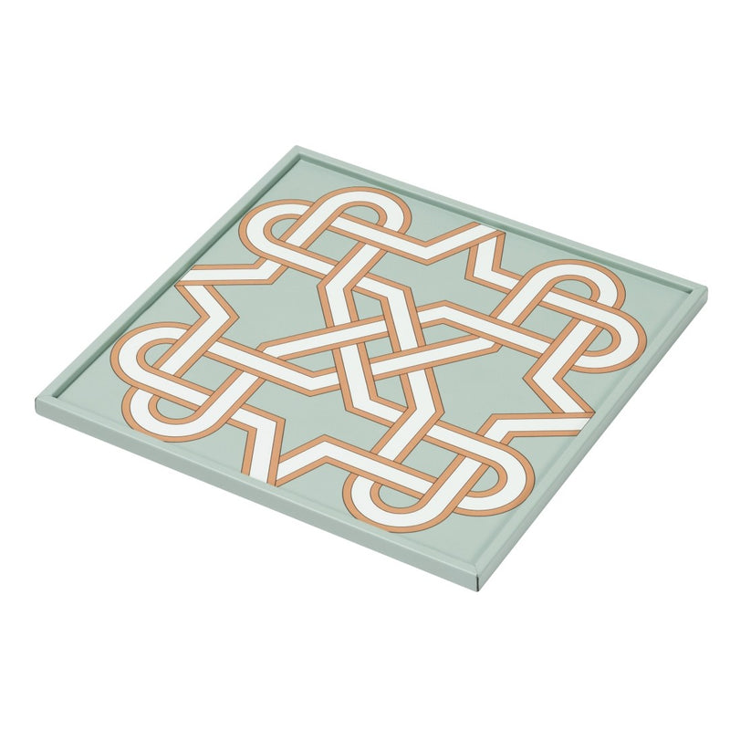 Square Tray San Marco No2 Medium by Giobagnara in leather with Venetian marble motif