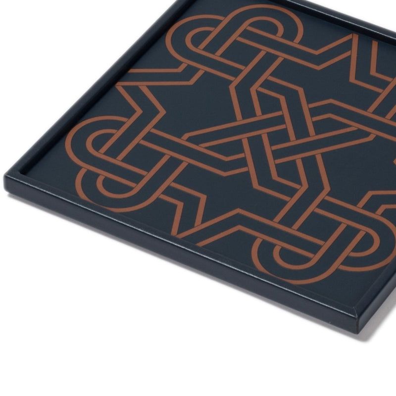 Close-up Square Tray San Marco No2 Small by Giobagnara in leather with Venetian marble motif