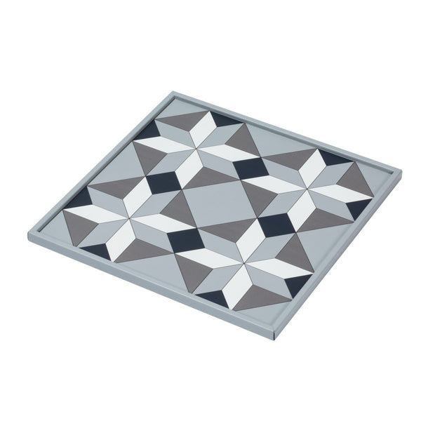 Square Tray San Marco No3 Medium by Giobagnara in leather with geometric Venetian pattern