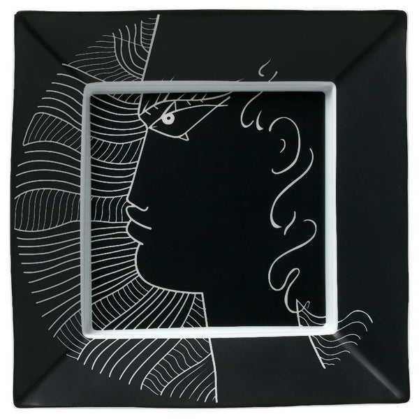 Black porcelain trinket tray sailor profile design Jean Cocteau collection Raynaud