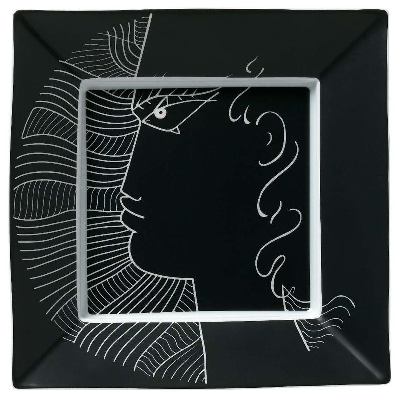 Black porcelain trinket tray sailor profile design Jean Cocteau collection Raynaud