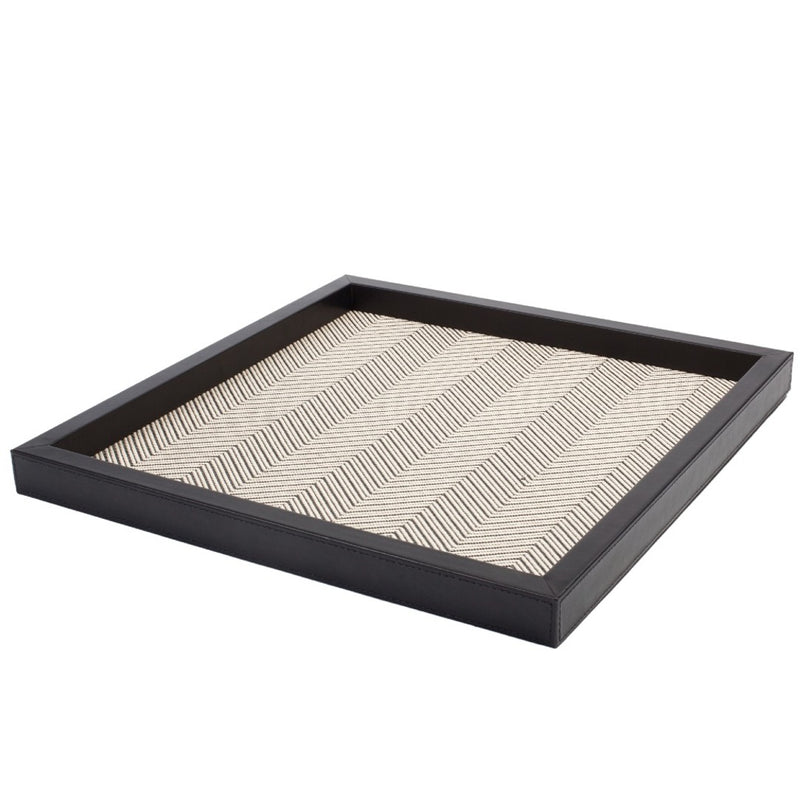 Square Valet Leather Tray Herringbone Febe large black by Riviere x Giobagnara