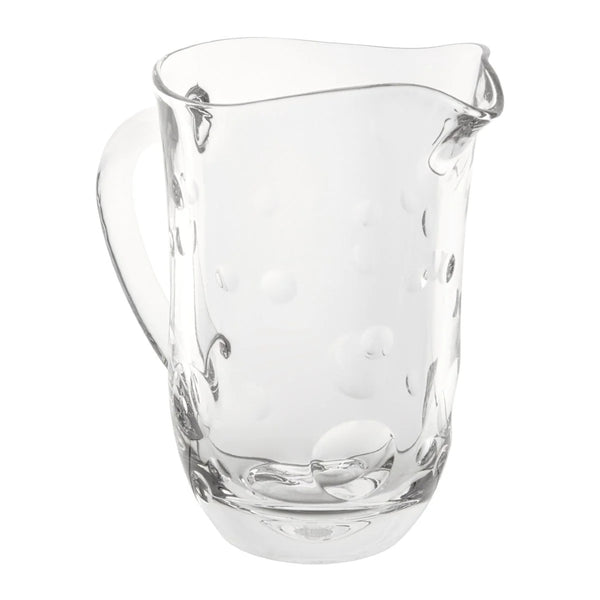 Crystal water pitcher with bubble cut design from the Staccato collection by Cristallerie de Montbronn.