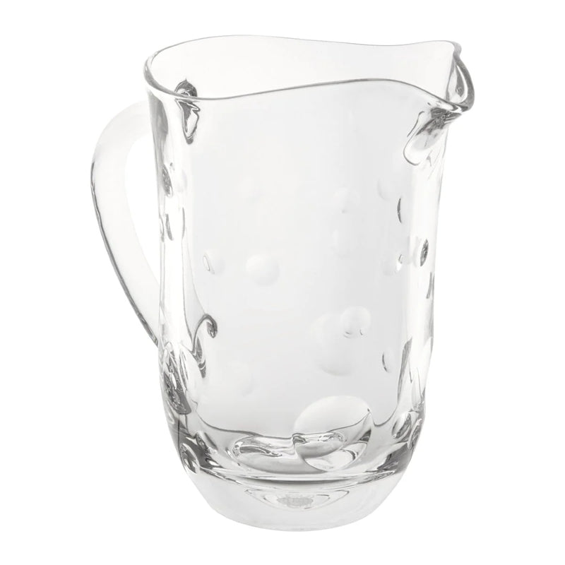 Crystal water pitcher with bubble cut design from the Staccato collection by Cristallerie de Montbronn.