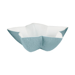 Raynaud Minéral Irisé Sky Blue large porcelain star bowl with textured blue exterior and sculptural shape
