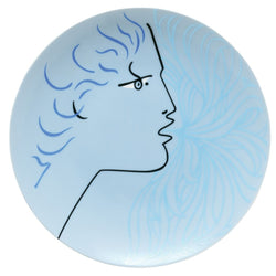 Raynaud porcelain starter and dessert plate Protée Jean Cocteau blue