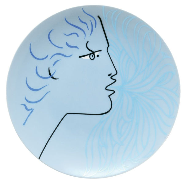 Raynaud porcelain starter and dessert plate Protée Jean Cocteau blue