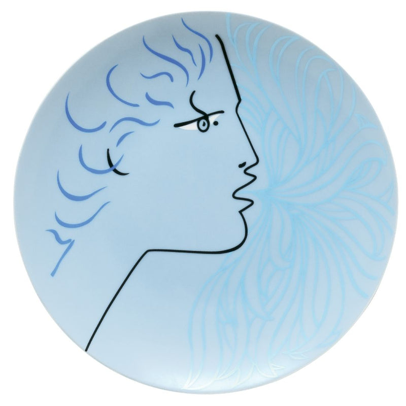 Raynaud porcelain starter and dessert plate Protée Jean Cocteau blue
