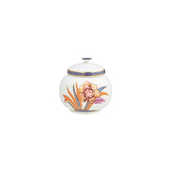 Imari sugar bowl in Limoges porcelain with multicolour floral and gold detailing