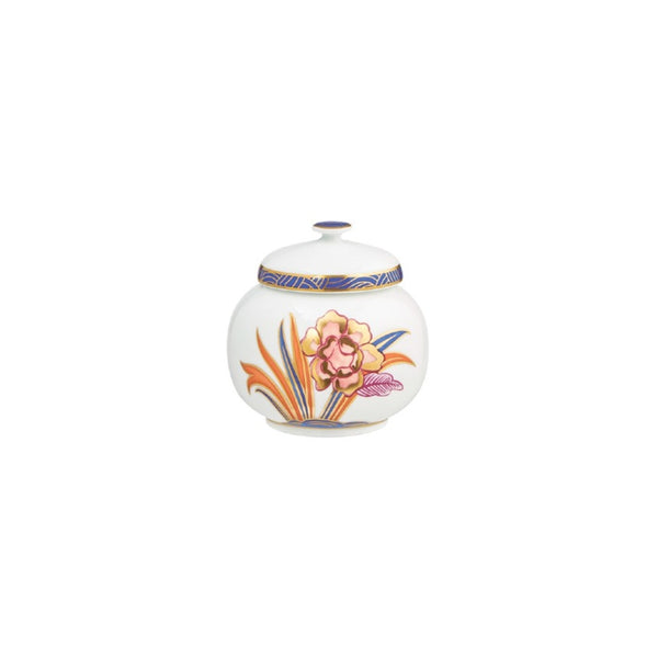 Imari sugar bowl in Limoges porcelain with multicolour floral and gold detailing