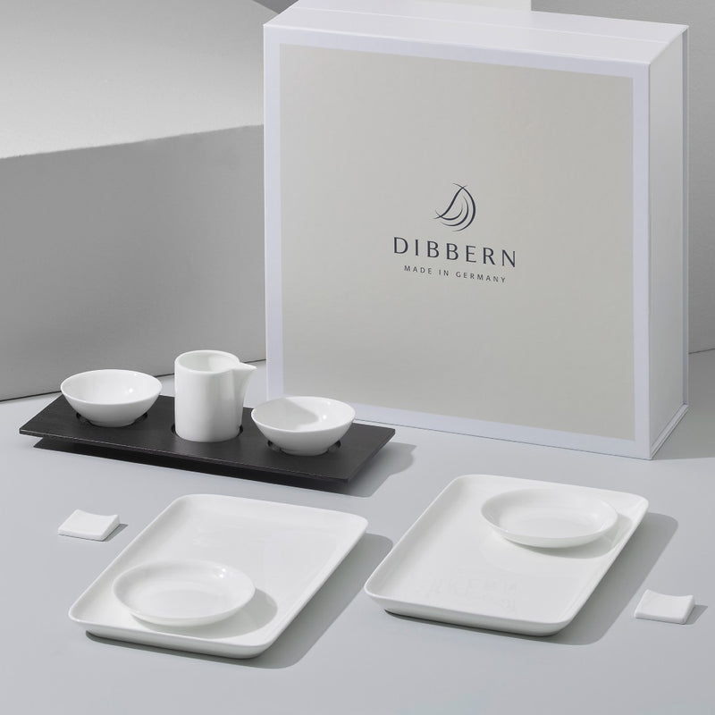Fine bone china sushi set with wooden tray by Dibbern
