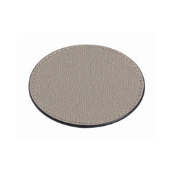 Tao double-faced round leather coaster by Giobagnara, reversible luxury table accessory