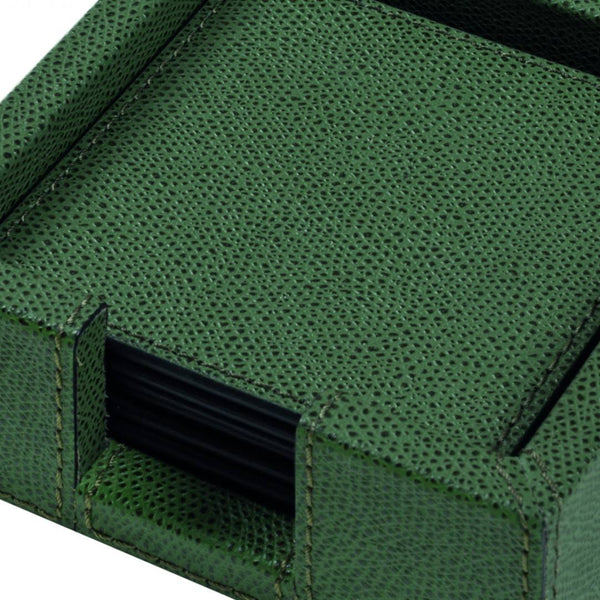 close-up Tao square leather coaster holder with 6 coasters by Giobagnara