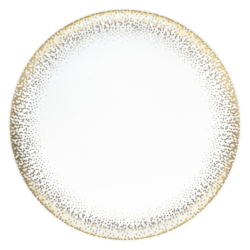 Souffle d’Or tart platter by Haviland—Limoges porcelain with radiant gold and silver celestial-inspired design.