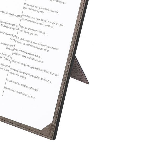 Close-up of Tavola Leather Menu Holder A6 by Giobagnara