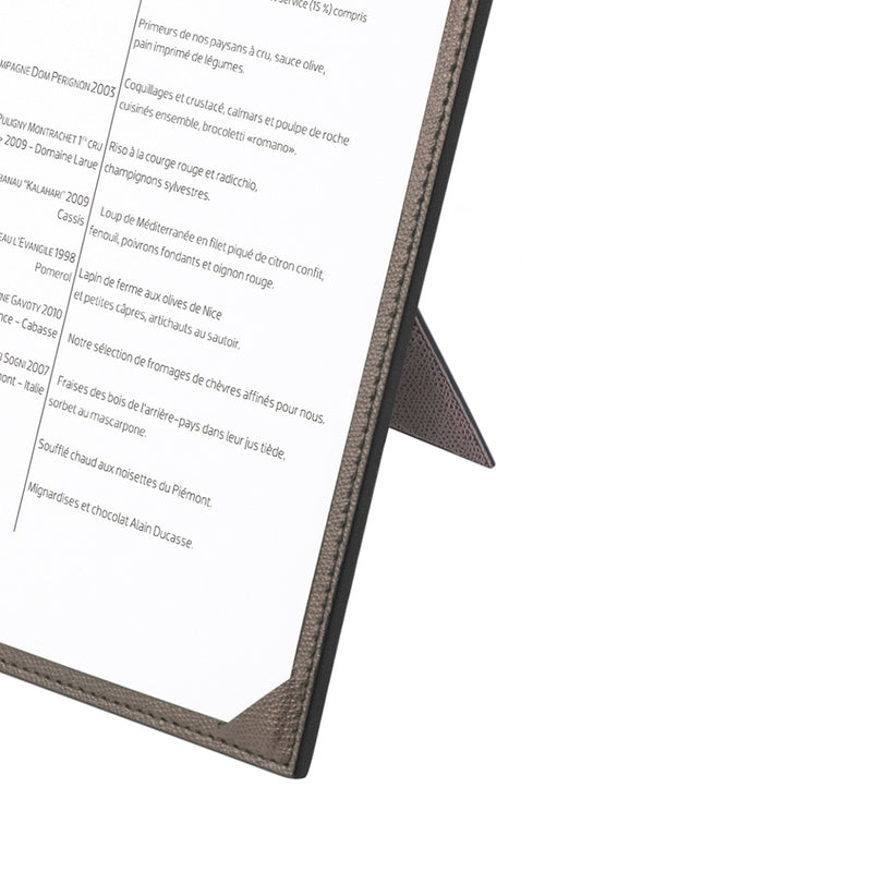 Close-up of Tavola Leather Menu Holder A6 by Giobagnara