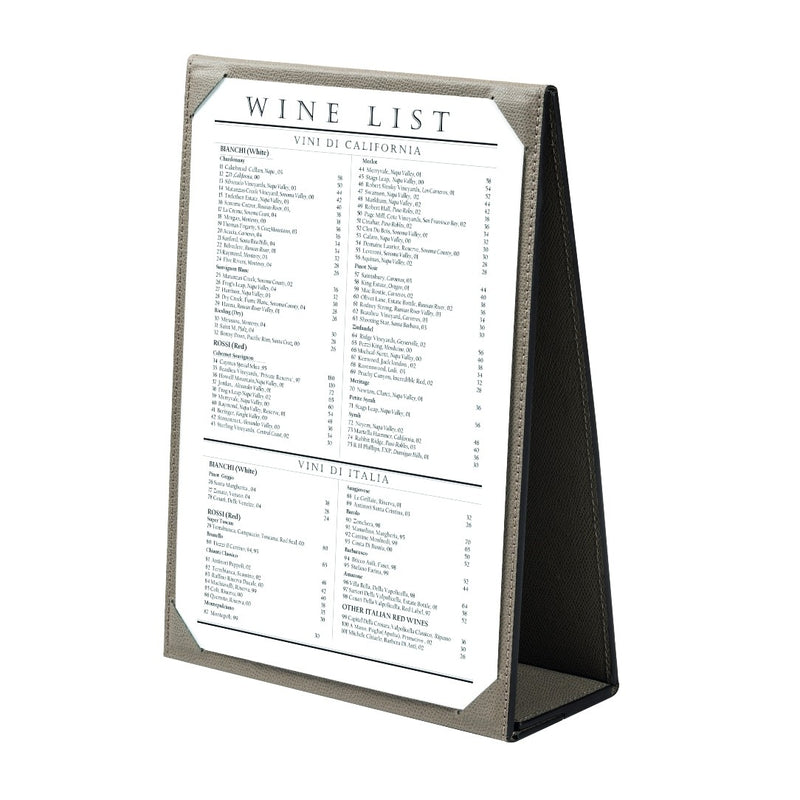 Tavola No 2 Leather Menu Holder A4 by Giobagnara in brown calfskin, double-sided with magnetic closure.