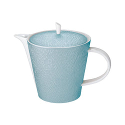 Raynaud Minéral Irisé Sky Blue porcelain tea and coffee pot with sculptural design and iridescent glaze