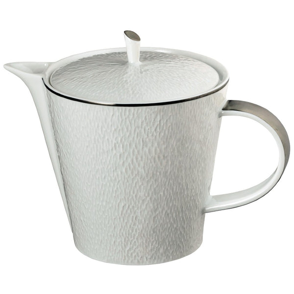 Raynaud Minéral Platinum porcelain tea and coffee pot with platinum rim handcrafted in Limoges

