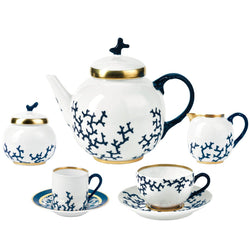 Tea and Coffee Set of 15 Pieces Cristobal Marine luxury porcelain by Raynaud