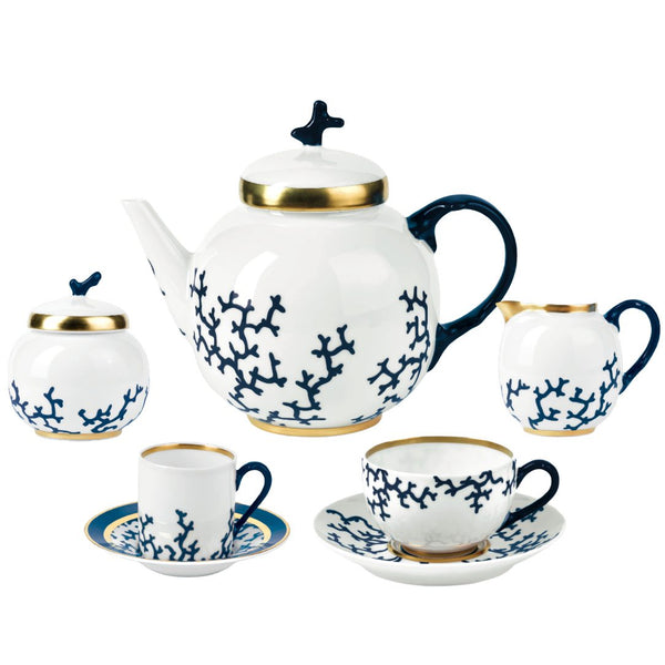 Tea and Coffee Set of 15 Pieces Cristobal Marine luxury porcelain by Raynaud